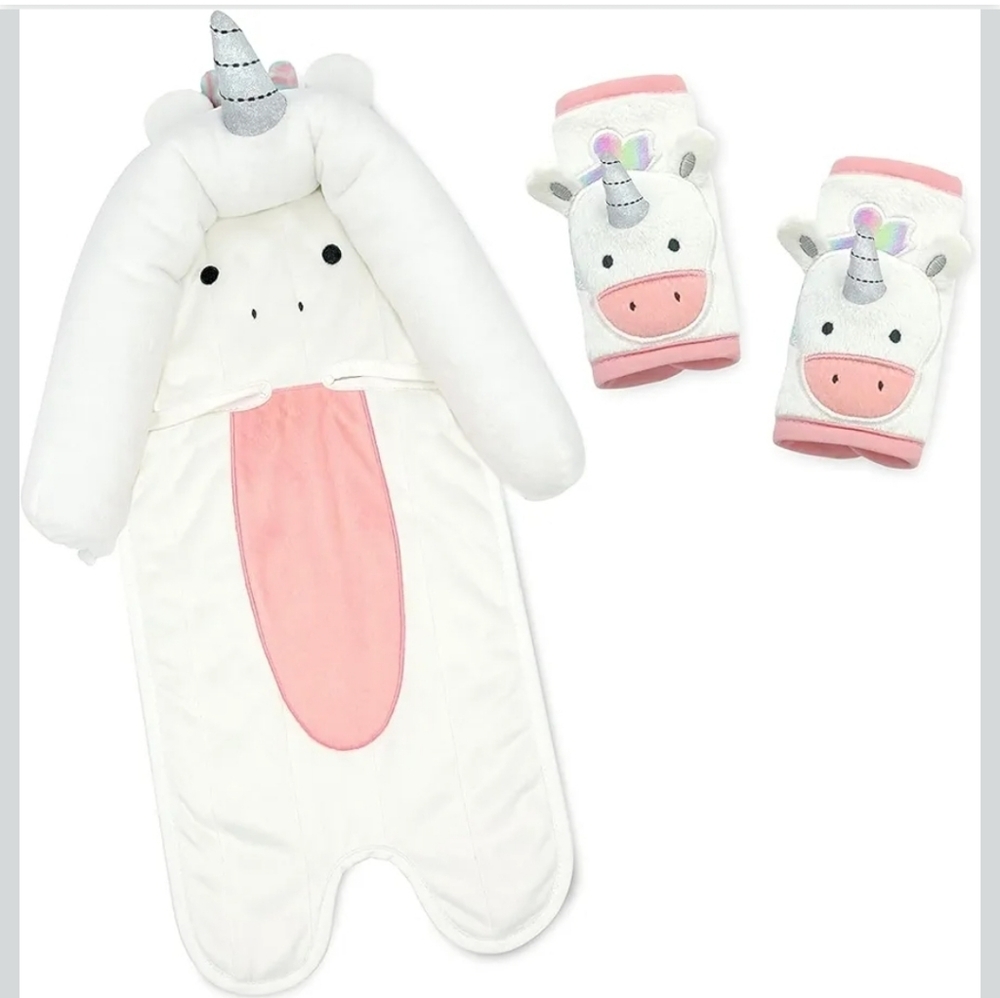 Travel Bug Baby & Toddler 3-Piece Head Support & Strap Covers Set for Car Seats,